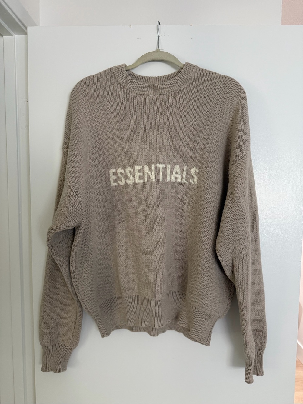 ESSENTIALS Men's Crewneck Sweater in Taupe